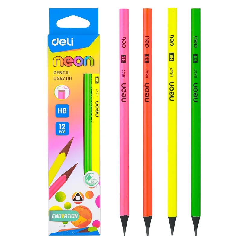 Карандаши чернографитные HB Deli Neon пластиковые (60 штук) арт. 56580 | Канцтовары для
