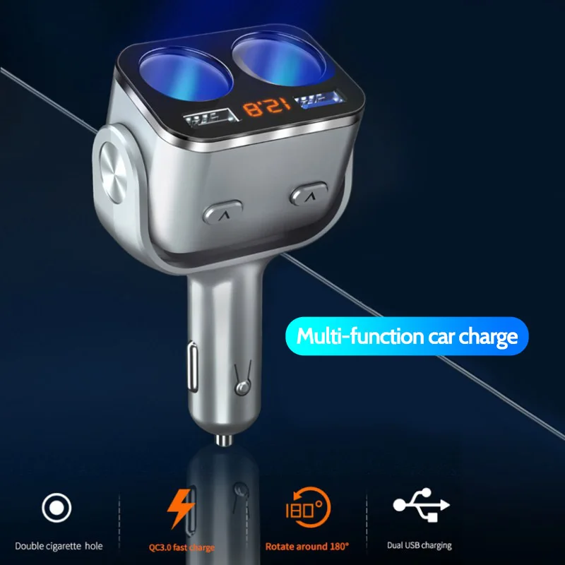 Автомобильный адаптер питания QC3.0 быстрая зарядка два usb порта 5 В 8 А светодиодный