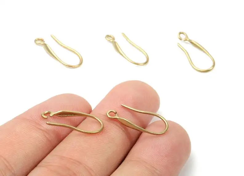 

Brass Earring Hooks - Raw Brass Earring Wires - Brass Ear Hooks Findings - Jewelry Supplies - 12Pcs/Lot - 19.6x9x0.97mm - PP2883