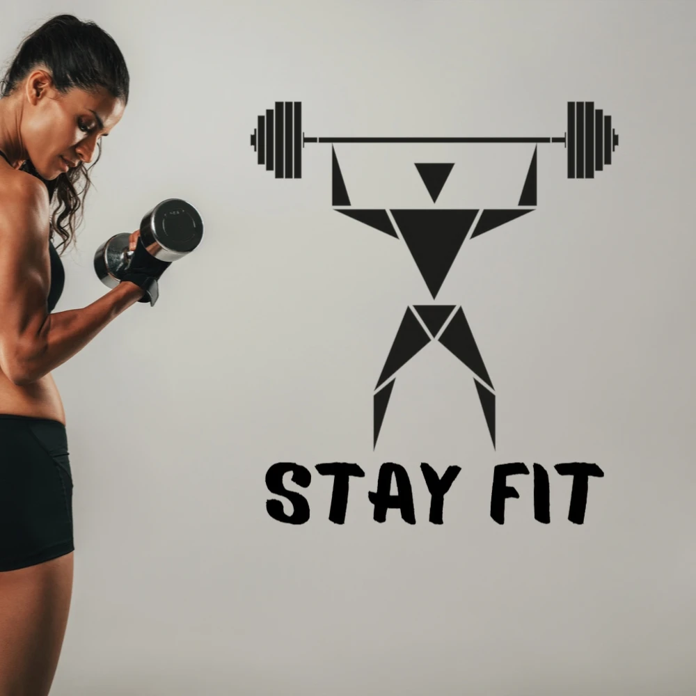 Human Figure Stay Fit Vector Wall Sticker Decal Gym Sticker Gym Wall Decoration A00424