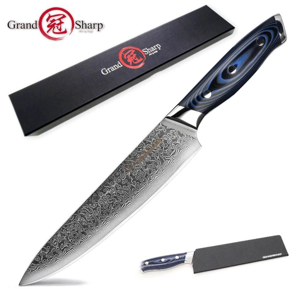 Нож шеф повара GRANDSHARP 8 дюймов японский дамасский нож Японский стальной кухонный