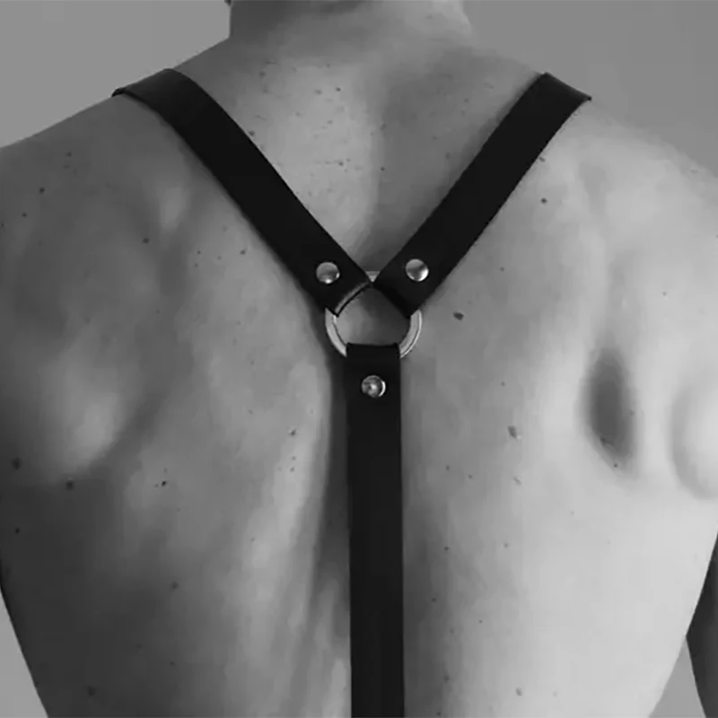 Мужской кожаный ремень в готическом стиле черный Регулируемый для бондажа 2021 -