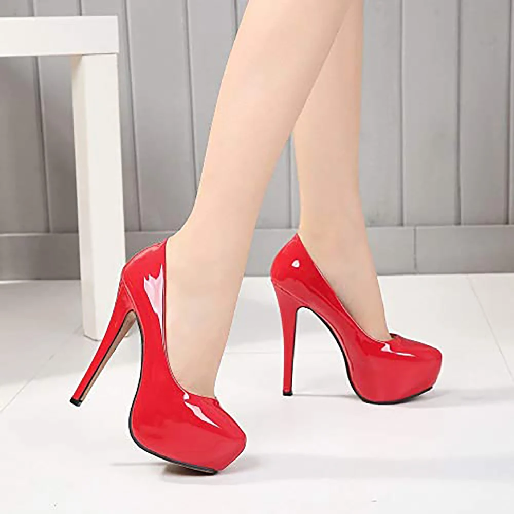 

Red Patent Leather Womans Platform High Heels Shoes 7 inch Sandals Thin Heels Pumps Closed Toe Platform Heels for Women