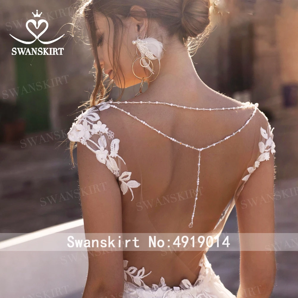 Милая Съемный Поезд свадебное платье Swanskirt N130 аппликации Русалка Аппликации Свадебные платья под заказ Vestido de novia