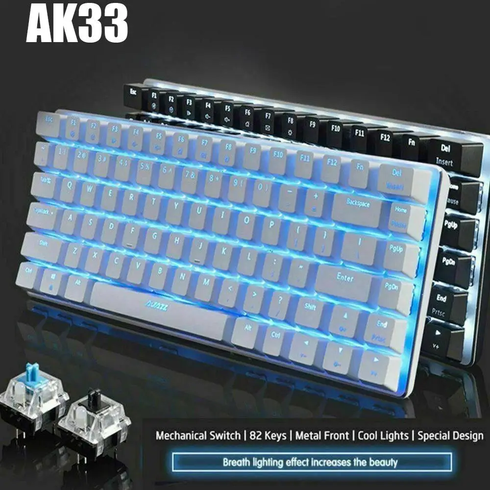 

Ajazz Platinum Mechanical Gaming Keyboard 82-Keys Pro Backlit USB Wired Gaming Mechanical Keyboard for Home Office Black