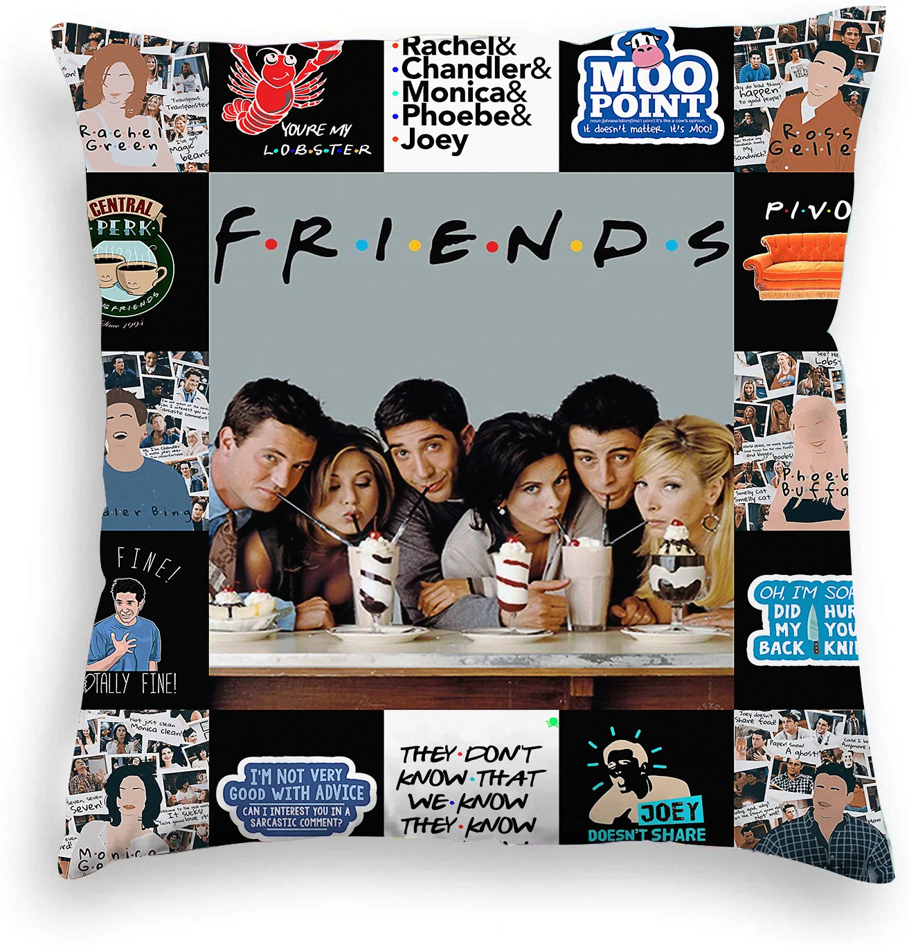 

Friends TV Show Cushion Cover Double-Sides Printing Funny Quote Decorative Pillow Case Square Throw Pillows Cases Home Decor