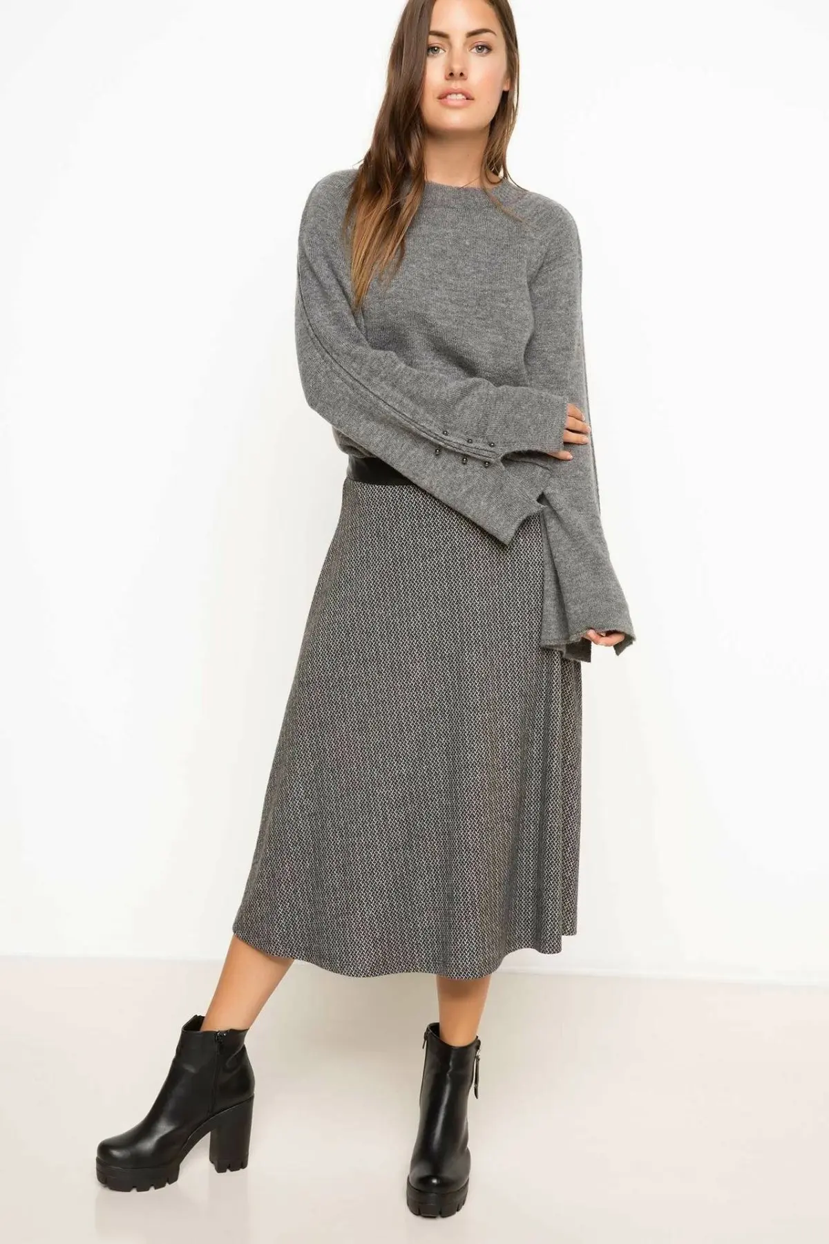 Дефакто трикотажные консервативные Bottoms H7472AZ17WN|Женские юбки| |