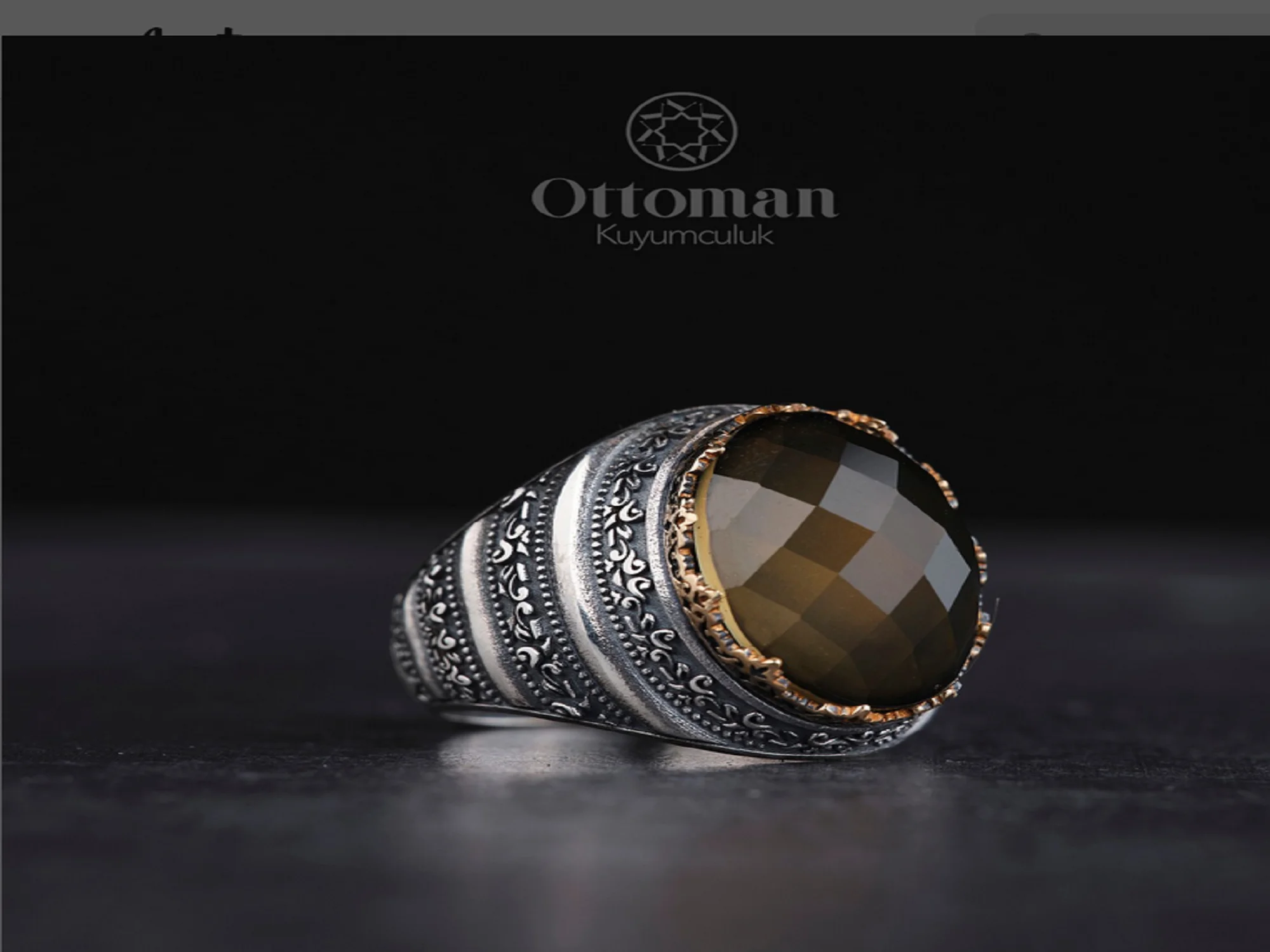 

ENGRAVED STONE SILVER MEN'S RING- Ottoman Fewelry Handmade Men Silver Ring- Engraved Stone 925K Sterling Silver Ring- Turkish