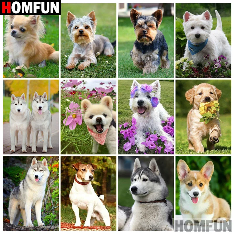 

Алмазная живопись HOMFUN «сделай сам», картина «животное, собака», алмазная вышивка 5D с квадратными и круглыми стразами, вышивка крестиком, укр...