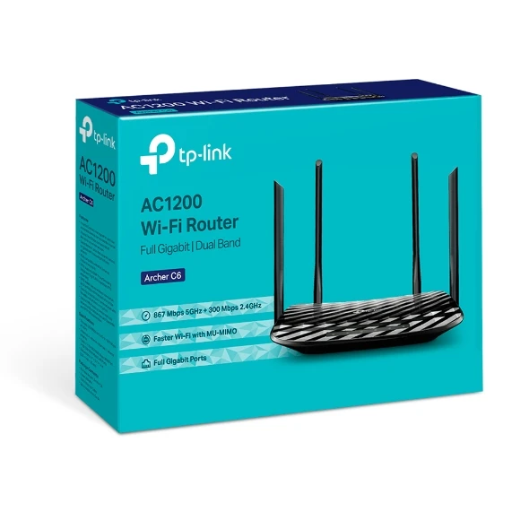 Wi Fi роутер TP LINK стрелок C6 Гигабитный беспроводной dual band AC 1200 Мбит/с 2 4 ГГц (300 Мбит/с)