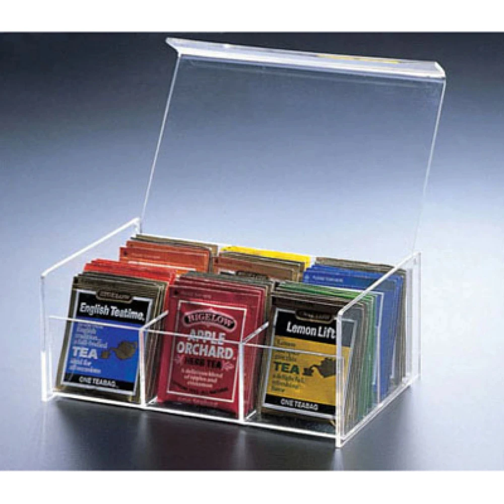tea box coffee tea bag storage holder organizer for kitchen with lid 6 compartments cabinets home tea acrylic jewelry holders free global shipping