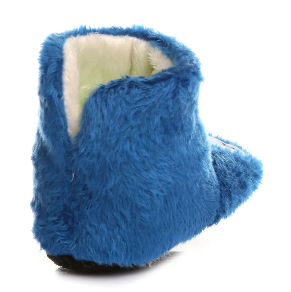 

Sax Blue Dog Patterned House Boots With Hat For Baby And Fur Inside Keeps Warm Fluffy Quality Fabric Gift For Kids