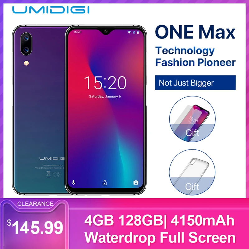 UMIDIGI One Max мобильный телефон 4 ГБ 128 ГБ 6,3 дюйма Helio P23 Восьмиядерный Android 8,1 16 Мп+ 12 МП 4150 мАч NFC Face ID 4G смартфон