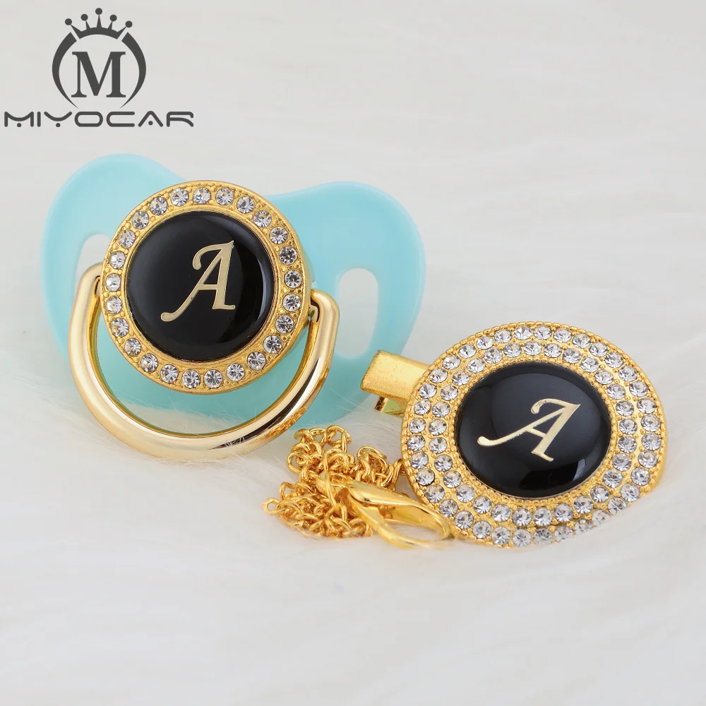 MIYOCAR красочные инициалы письмо красивый bling соска и соска клип BPA бесплатно пустышка bling уникальный дизайн LA