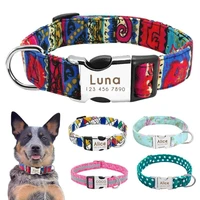 large dog collar luxury dog collar golden hair medium customized pet leash reflective nylon pet leash for small medium animal