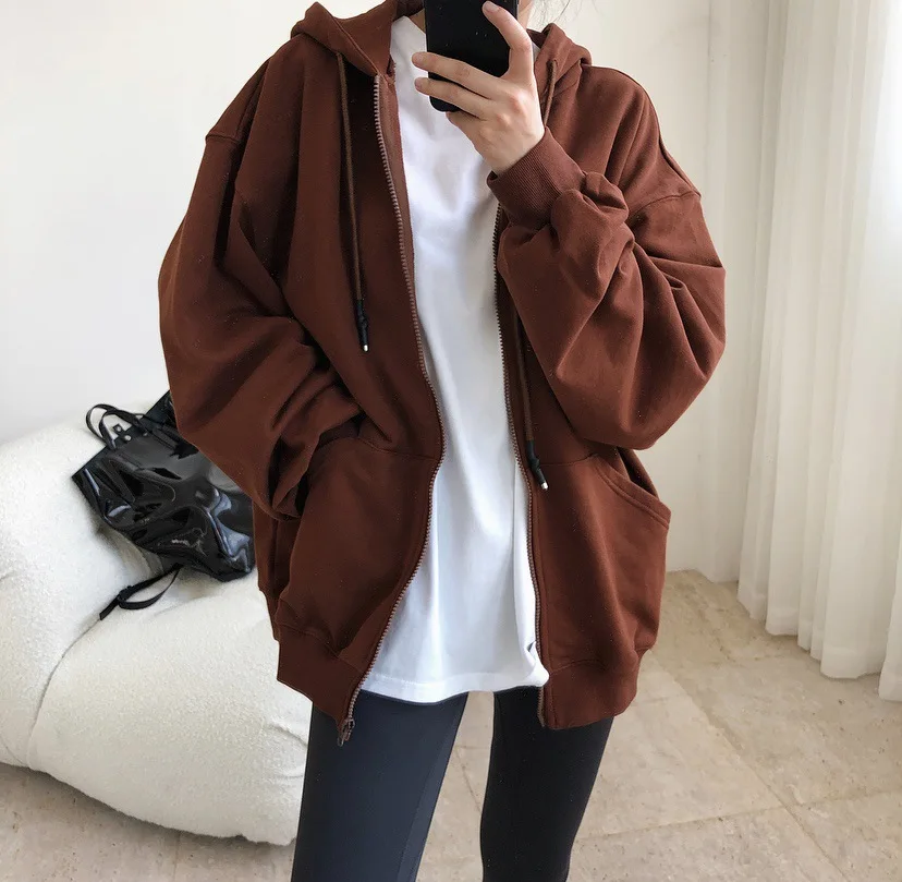 

woman warm sporty hoodie with zipper
