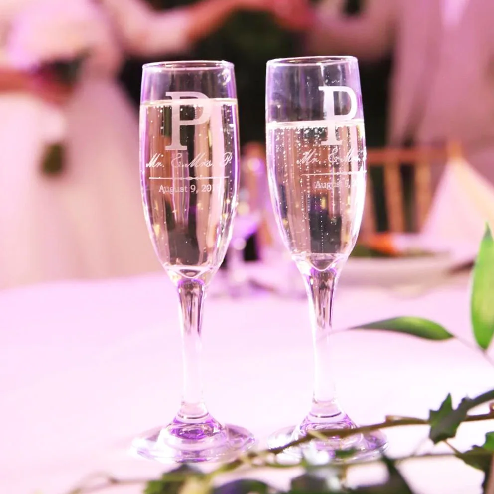 

Personalized Wedding Champagne Flutes,Cups For Wedding Engagement,Parties Decor, Initial Letter Cups Monogram Wedding Flutes