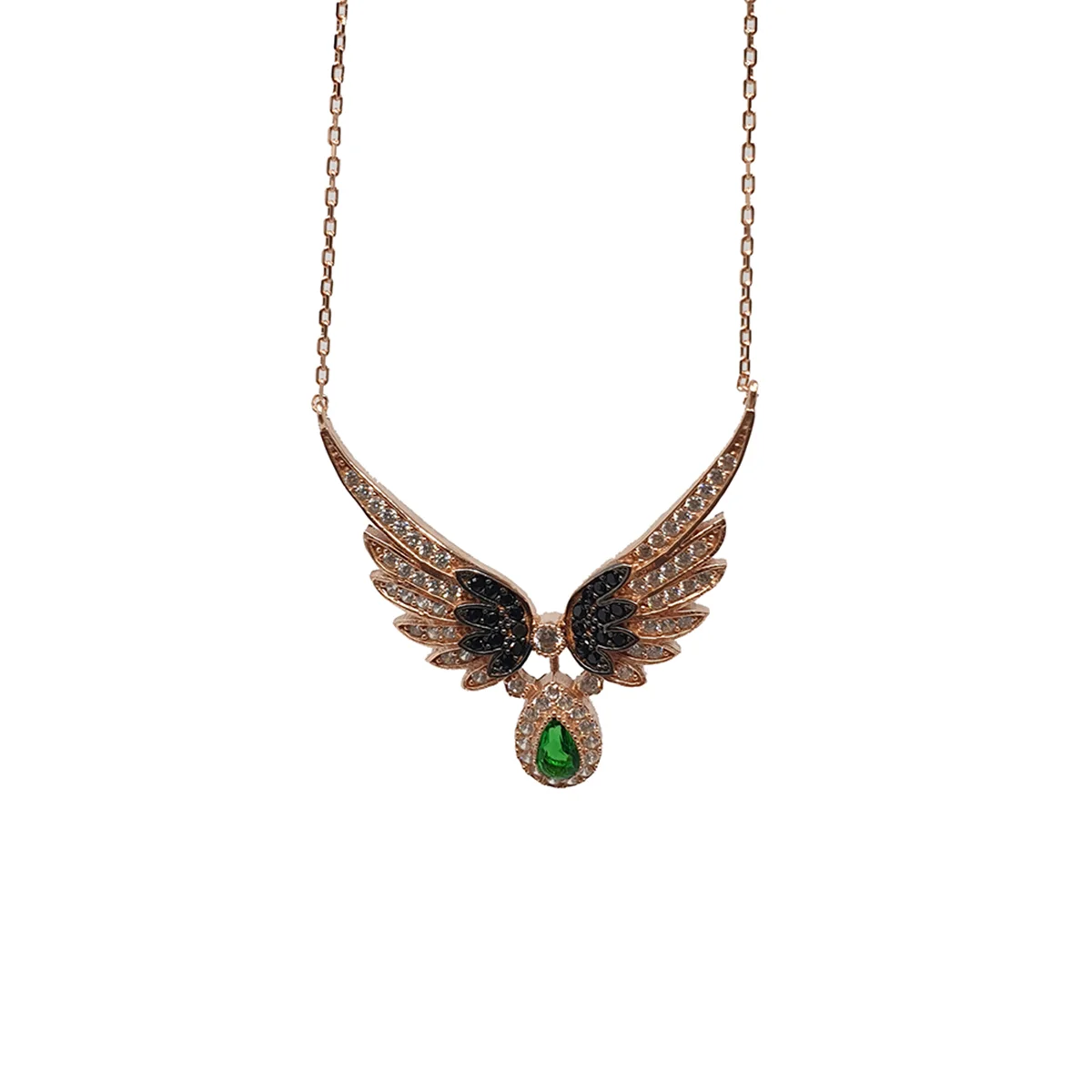 Collier en argent regardé 925 pour femme, vert émeraude, goutte, aile d'ange, Zcomprend sur pierre, cadeau d'anniversaire, pendentif de fierté, saison d'été