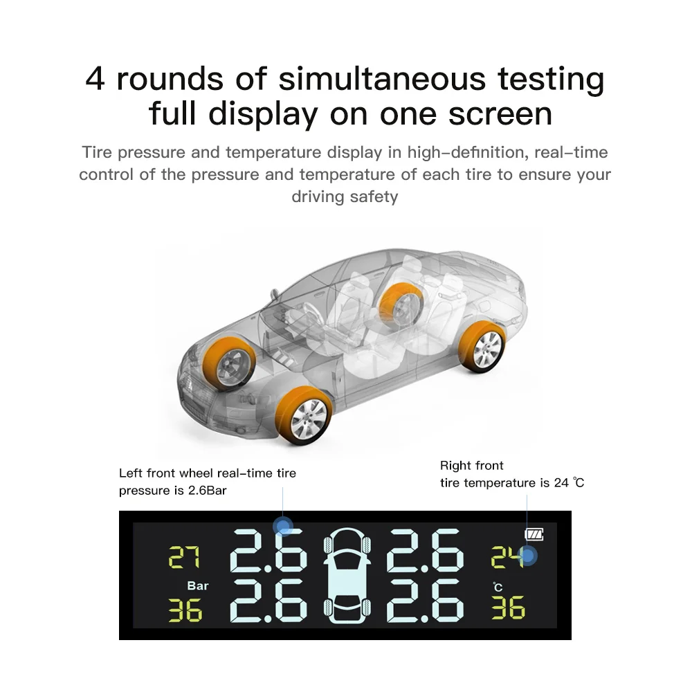 Солнечная зарядка автомобиля TPMS Android датчик давления в шинах цифровая система