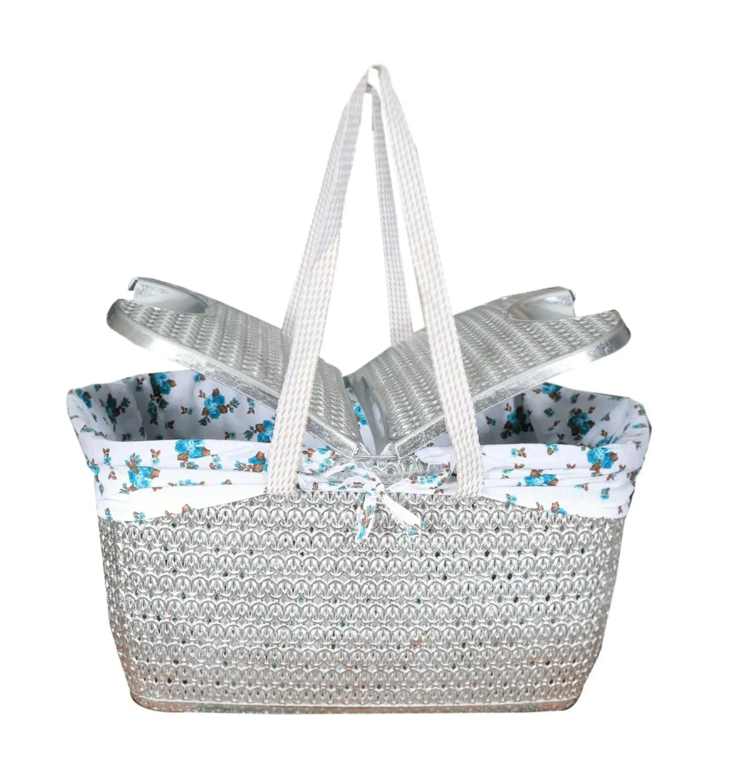 

Original Silver Leaf Straw Look Plastic Picnic Basket