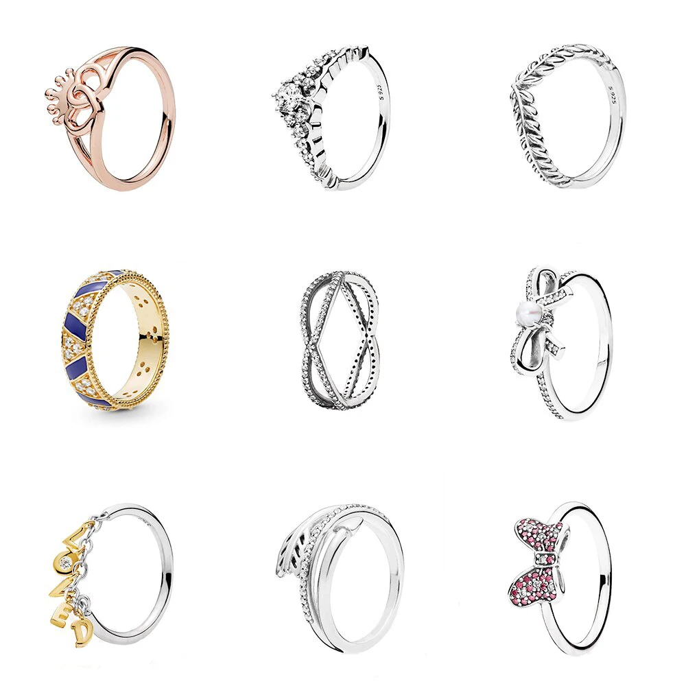 

Fashion Classic S925 Loved Script, Blue Stripes & Stones, Crown Interwined Hearts, Crossing Bands, Delicate Sentiments Ring