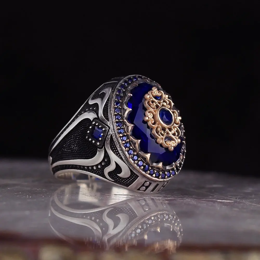 

925 sterling silver men ring real stone Jewelry fashion vintage Gift all size fashion for men and women made in turkey new store