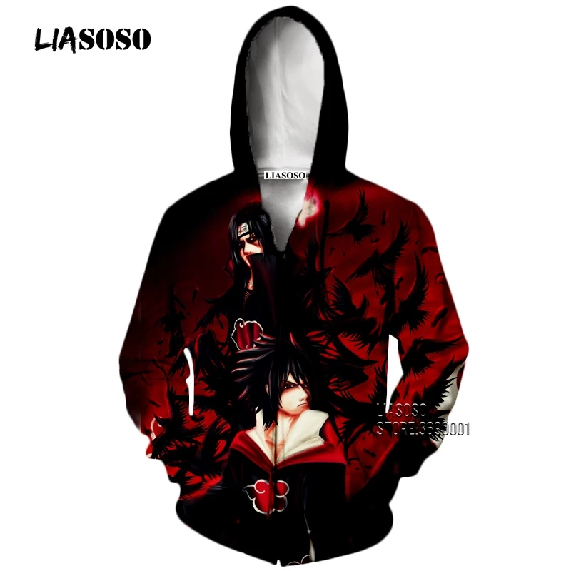 6 LIASOSO 3D принт унисекс аниме Наруто Akatsuki Учиха Итачи Саске толстовки с капюшоном толстовки Повседневная куртка на молнии X2651 - Цвет: 6