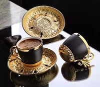 turkish golden coffee cups 12 pcs saucers serving set ceramic coffee mugs best for home decor demistasse porcelain coffee set