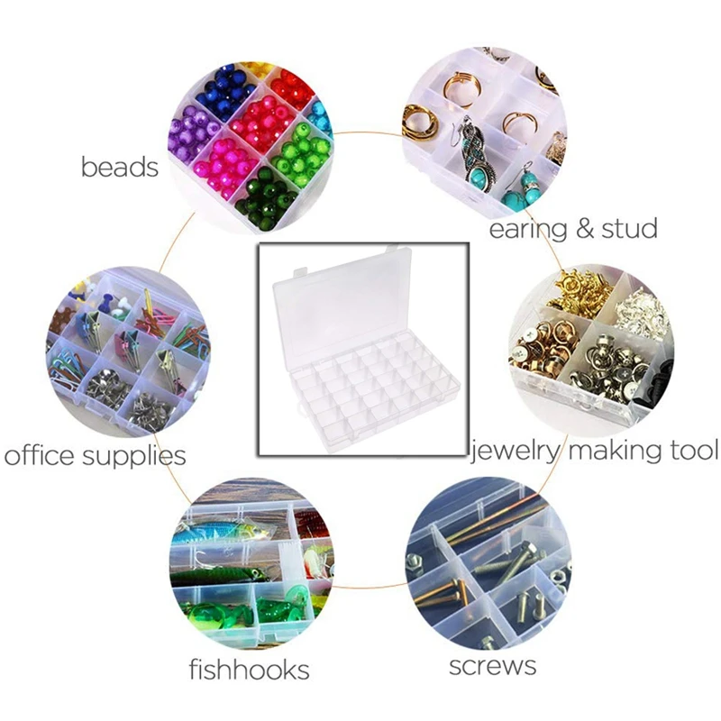 36 Grids Plastic Storage Box with Adjustable Dividers Organizer Box for Beads Crafts Jewelry Fishing Tackles Earring Container images - 6