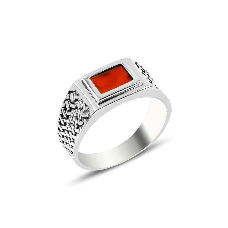 

Серебряное 925 пробы кольцо с красным агатом
