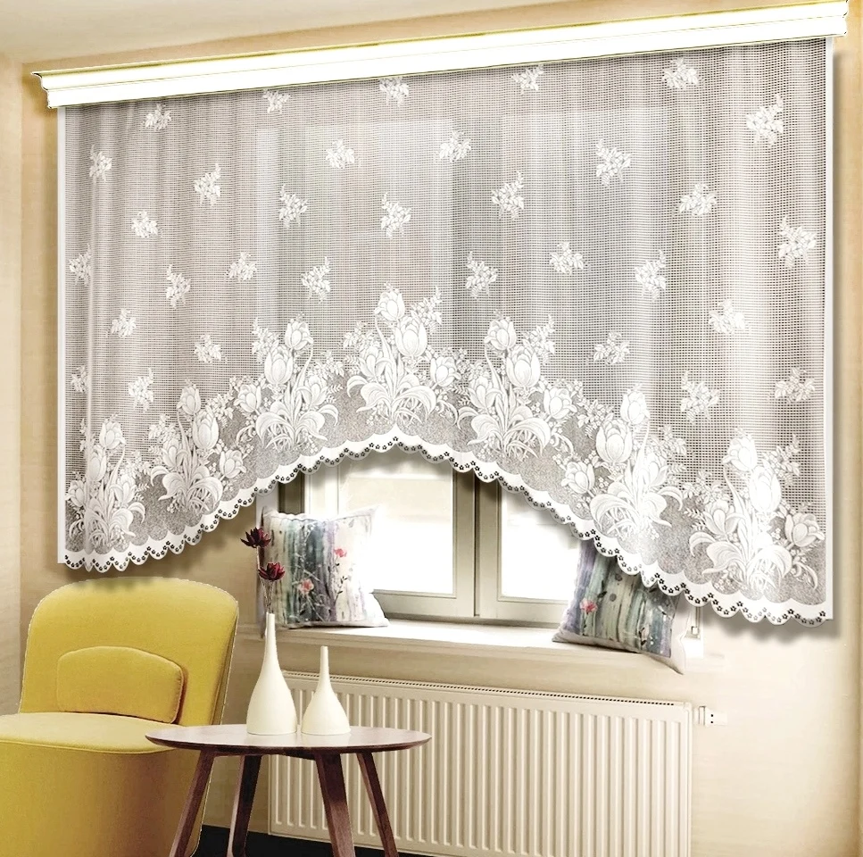 Тюль. Штора. Занавеска белая для кухни детской и других помещений. Романтический