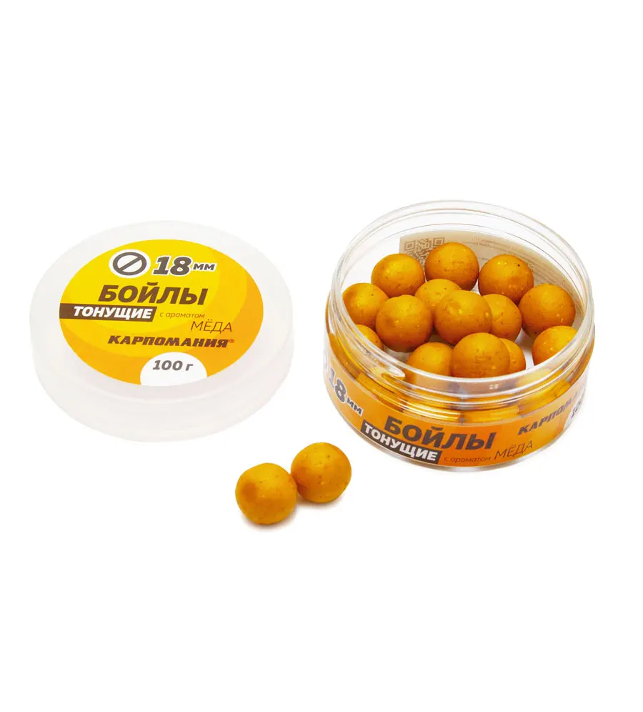 Бойлы с ароматом мёда ∅ 18 мм 100 г от 2шт дешевле (Артикул: бо143) |