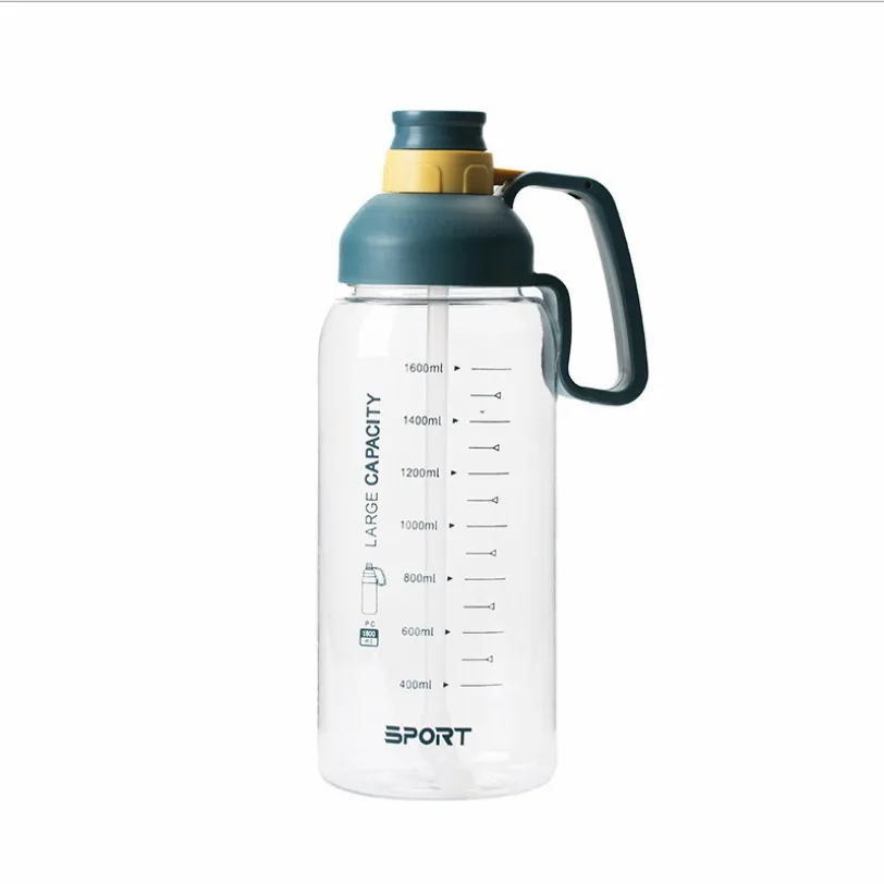 

Hot 1800ml Large-capacity Water Bottle With Bounce Lid Timeline Reminder Leak-proof Frosted Cup For Outdoor Sports And Fitness