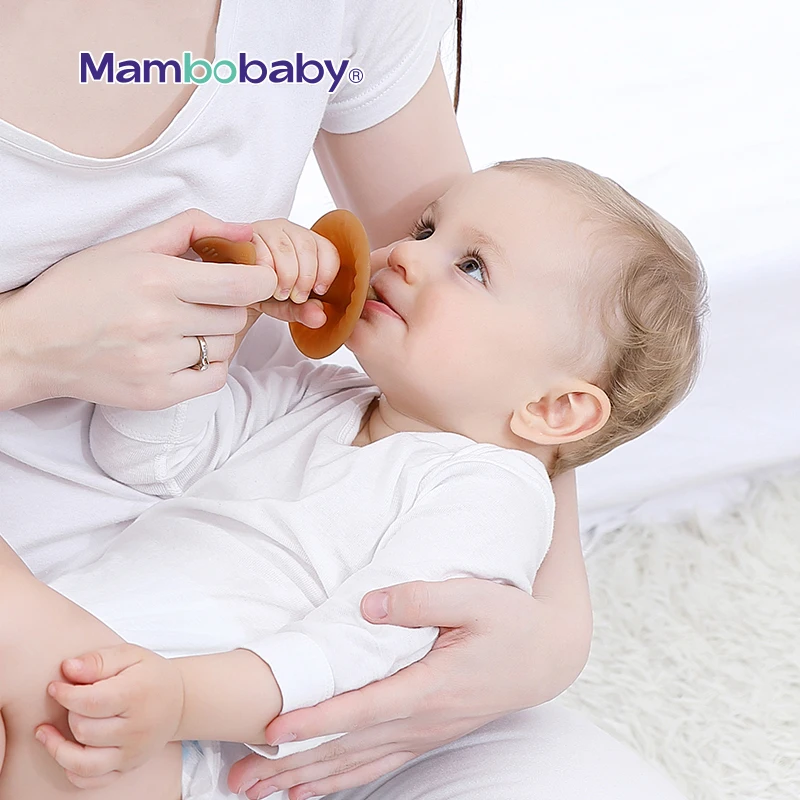 Baby Teether Pacifier Food Grade Nano-Silver Silicone Infant Teething Mushroom Shape Child Sucking Pacifier Chain Toys BPA Free