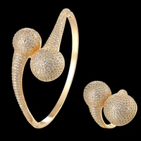 zlxgirl jewelry classic gold ball bracelet bangle ring jewelry sets fine women new year mirco pave zirconia banglebracelet