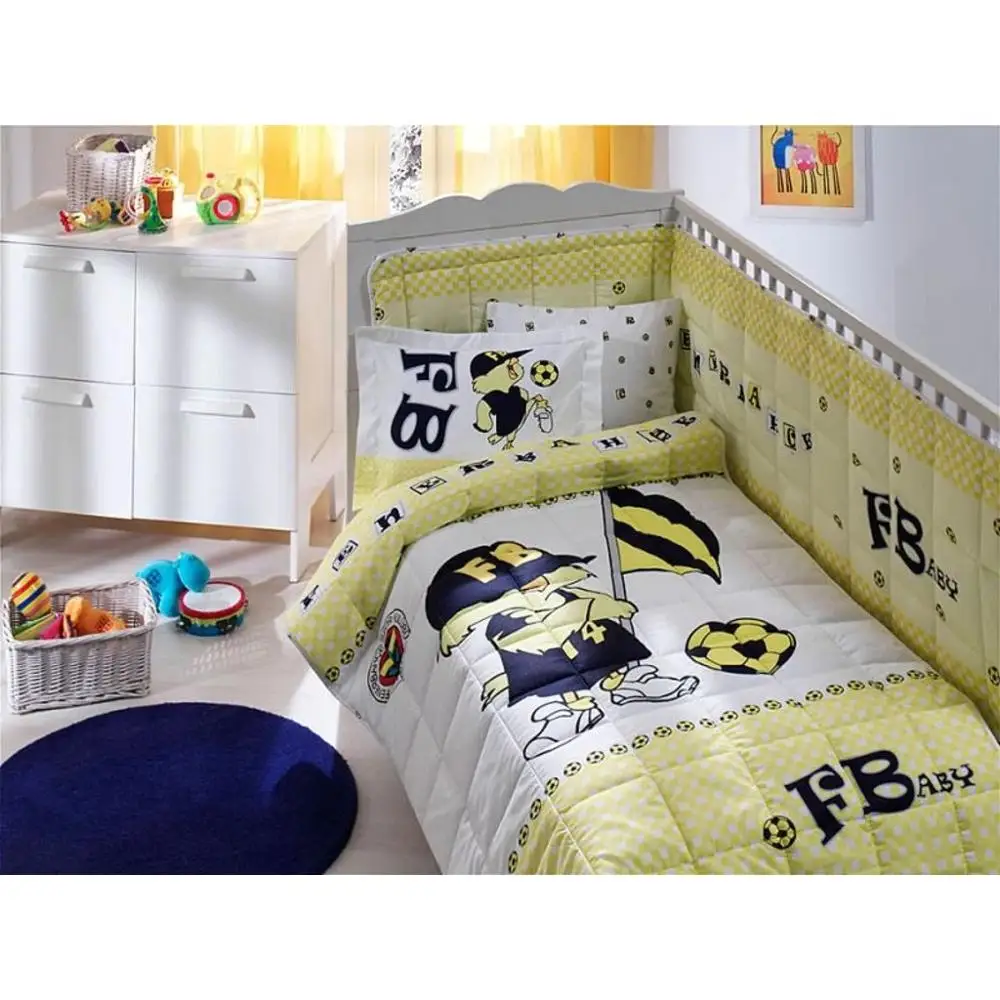 Made in Turkey FENERBAHCE Infant Baby Crib Bedding Bumper Set For Boy Girl Baby Cot Cotton Soft Soccer Fan Antiallergic FB