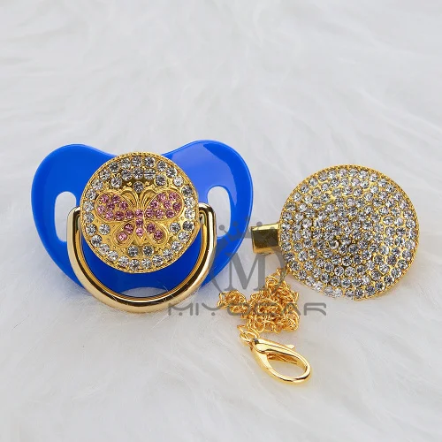 MIYOCAR, золотой, горный хрусталь, розовый, блестящий, Бабочка, bling, соска и пустышка, зажим, набор, соска, держатель цепи, BPA fress, безопасный APBF - Color: APBF-6  6-18m
