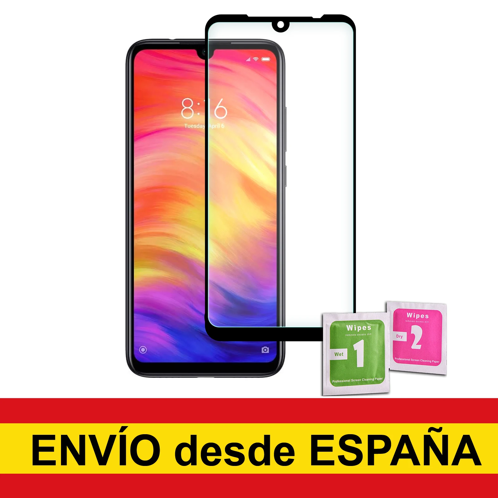 Закаленное стекло для защиты экрана XIAOMI REDMI NOTE 7 / PRO черное переднее полноценное
