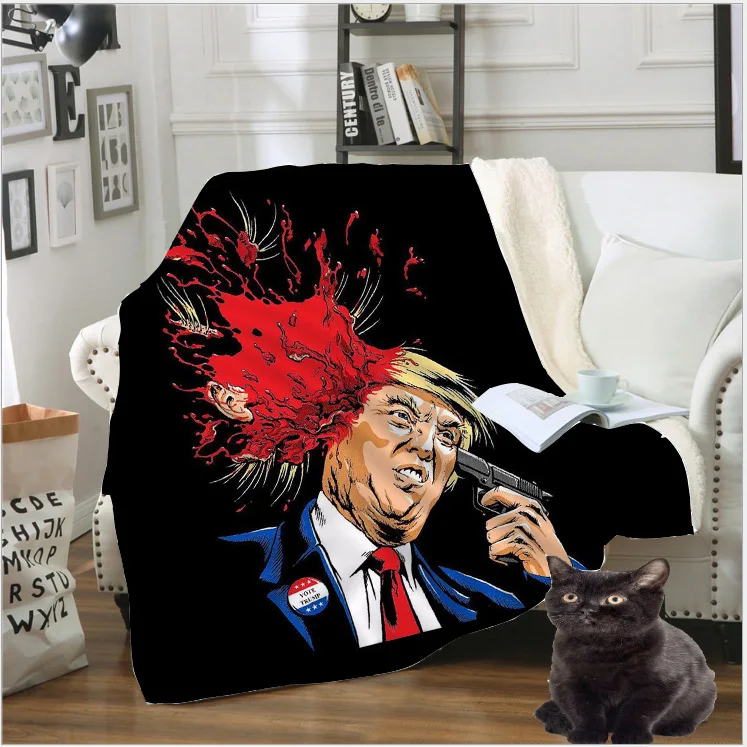 Флисовое одеяло с забавным 3D принтом Дональда Трампа для взрослых подростков