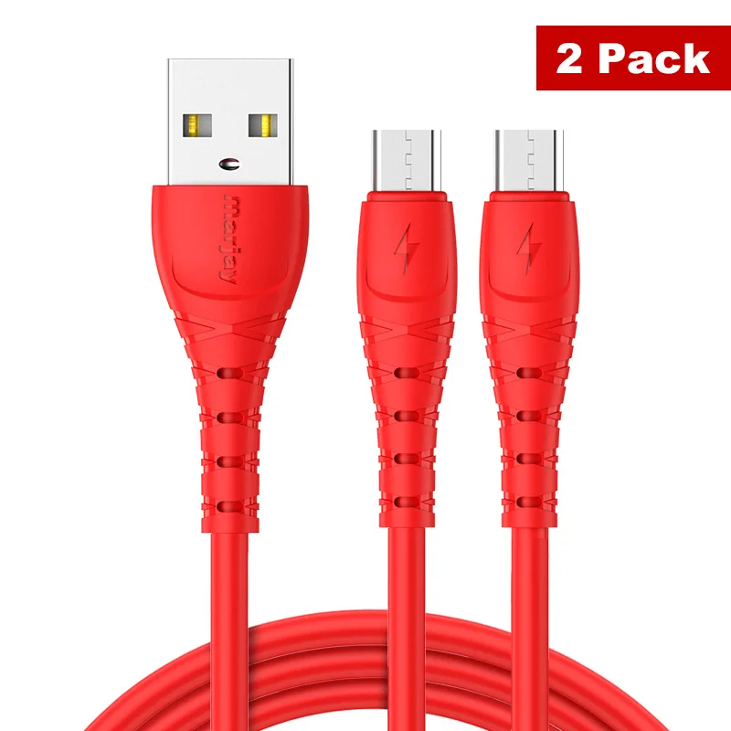 2PCS Red Micro Marjay 2.4A Micro USB Cable 3M 2m Fast Charging Charger Cable For Samsung S7 Xiaomi Redmi Note 5 7 Pro Tablet Mobile Phone Cord - Цвет: 2PCS Red Micro