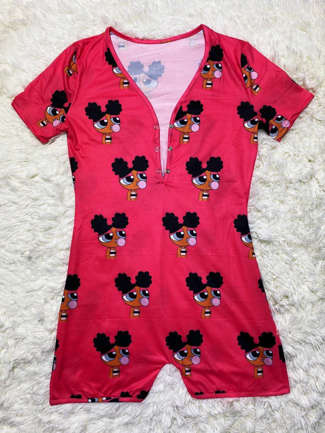 Summer Home Wear 2022 Casual Loose Cartoon Letter Printing Short-Sleeved Shorts Jumpsuits for Women
