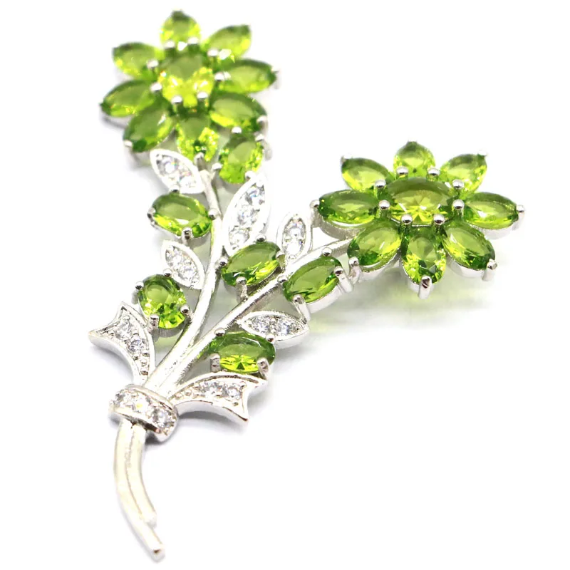 59x43 мм большой серебряный кулон Зеленый Перидот фиолетовый танзанит циркон