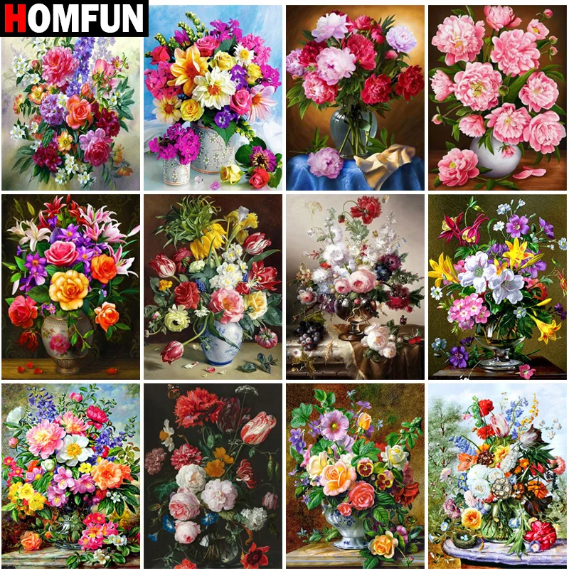 

Алмазная 5d картина HOMFUN, картина «цветы», квадратная/круглая, для творчества, украшение для дома