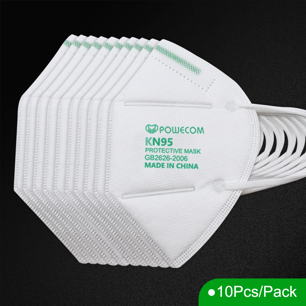 

POWECOM 10pcs KN95 Mask Safety Face Mouth Masks CE Certification 95% Filtering Effection Mask Protective KN95 Cover Masks