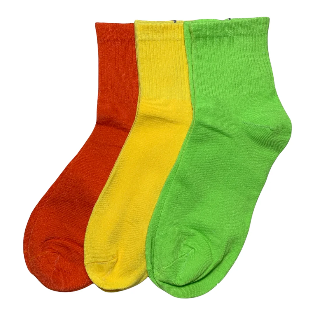 Носки женские комплект 2 пары 3 неоновые цвета повседневные яркие подарок |