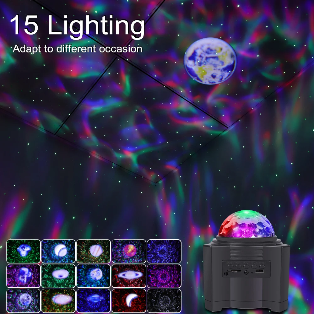 Перезаряжаемая Лампа для проектора Galaxy Star с bluetooth динамиком 12 Planet starry sky ночник