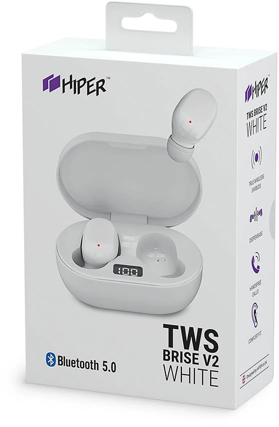 Bluetooth-наушники с микрофоном HIPER TWS Brise V2 HTW-S1 (White) | Электроника