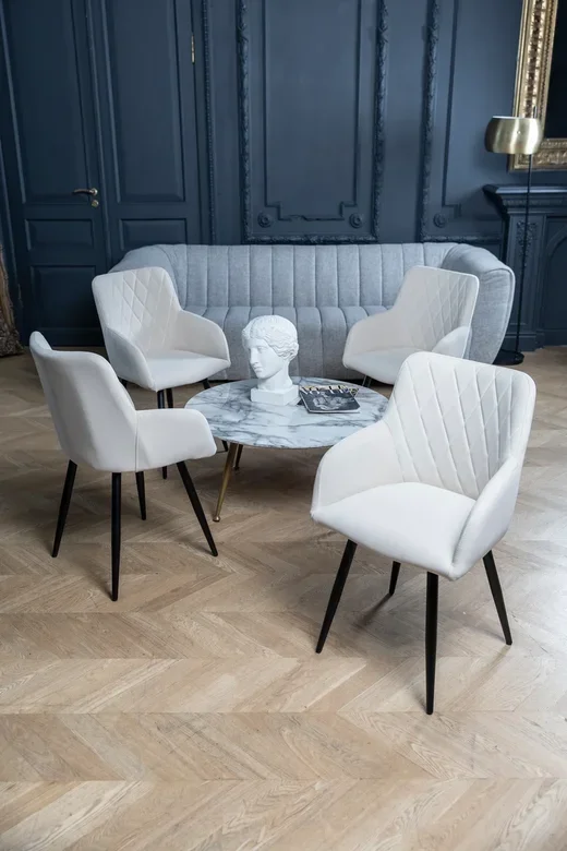 Armchair velor lounge Gray chairs for kitchen table dining furniture home soft household design decor decoration stool leisure living room chair set