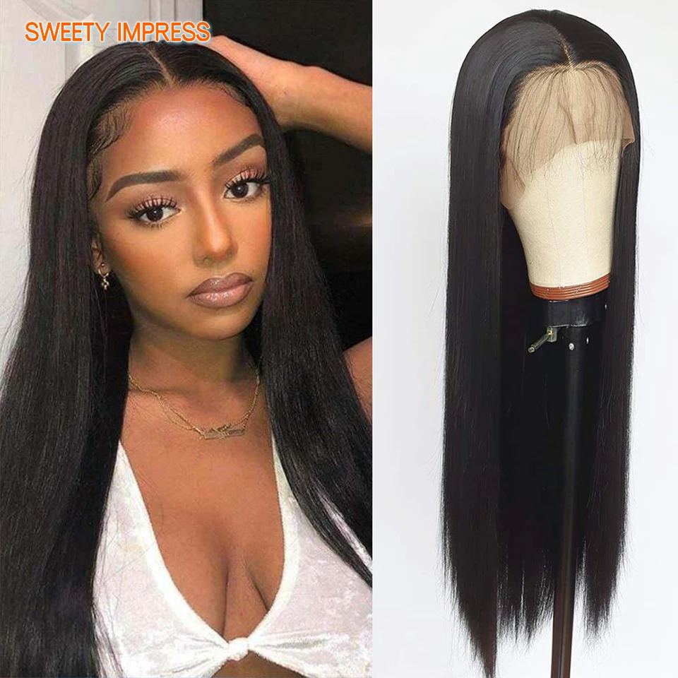 Transparent Straight Lace Front Human Hair Wigs 13x4 150% Density Brazilian Lace Frontal Wigs for Black Women with baby hair