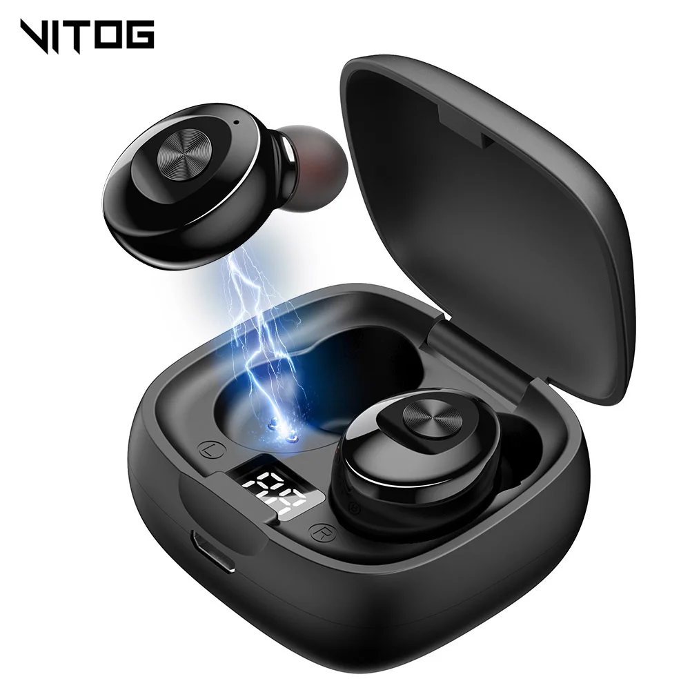 

VITOG Sport Wireless Headphone IPX5 TWS Bluetooth 5.0 Earphone HiFi Stereo Gaming Headsets Wireless Earbuds LED Display with Mic